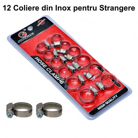 Set of 12 Stainless Steel Hose Clamps