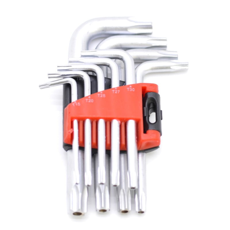Set of 9 Torx Keys, Star Type, from T15 to T55