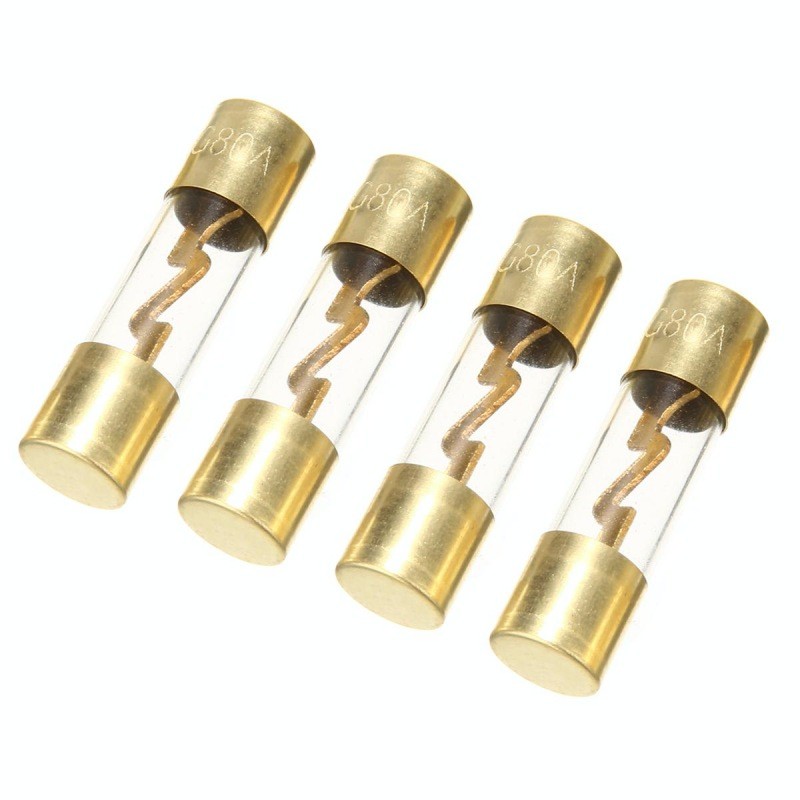 Sigurante auto AGU 80A cu tub transparent, set 5 bucati, capace aurite din alama