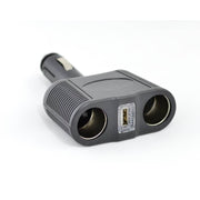 Car Cigarette Lighter Splitter with 2 Sockets + USB 12V/24V - 100W