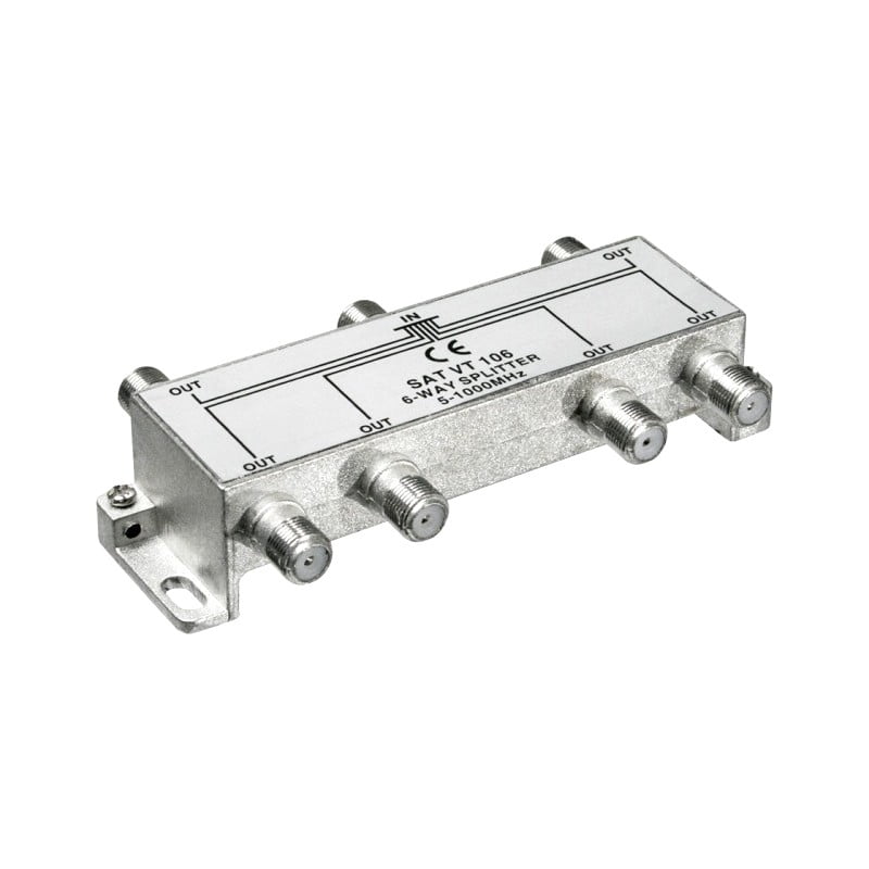 6-Way TV Splitter with 5 - 1000 MHz Frequency
