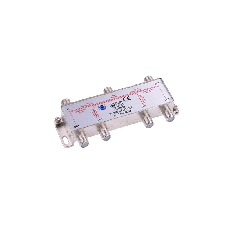 6-Way TV Splitter, Frequency 5-2450MHz