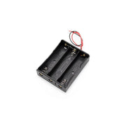 Battery Holder, 3 Slots, 3.7V 18650, With Wires, Black Plastic