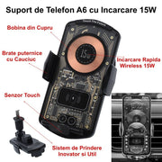 A6 Car Mount with 15W Wireless Charging and Touch Control