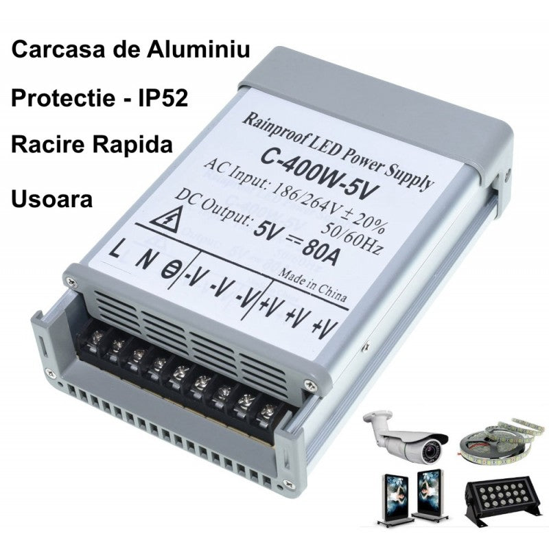 Power Supply, Outdoor, 5V, 400W, 80A, IP52