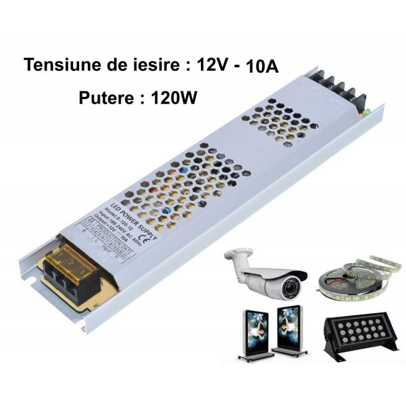 Power Supply, Slim, Indoor, 12V, 120W, 10A