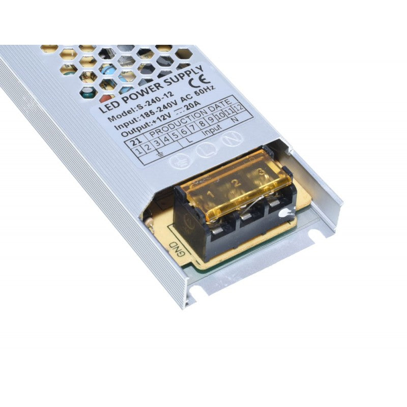 Power Supply, Slim, Indoor, 12V, 240W, 20A