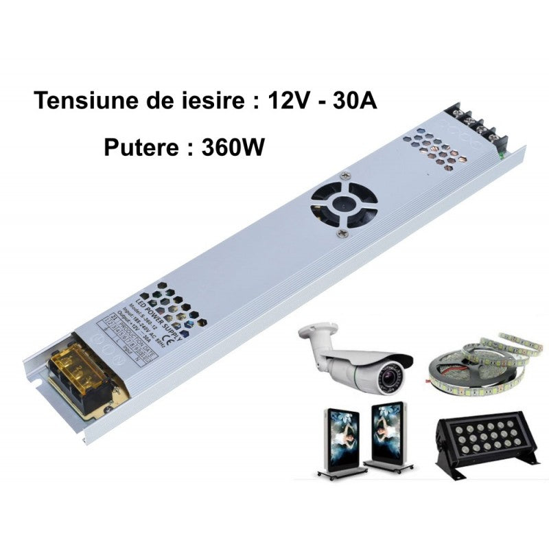 Power Supply, Slim, Indoor, 12V, 360W, 30A
