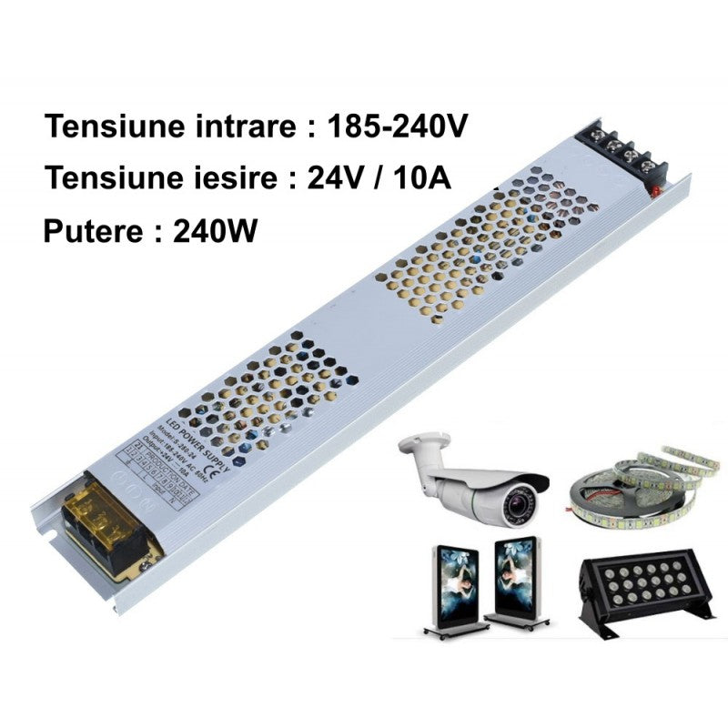 Power Supply, Slim, Internal, 24V, 10A, 240W