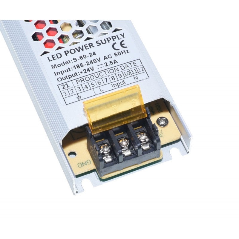 Power Supply, Slim, Indoor, 24V, 2.5A, 60W