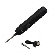 Surubelnita electrica cu acumulator, vedere laterala cu accesorii: 2 biti si cablu USB incluse