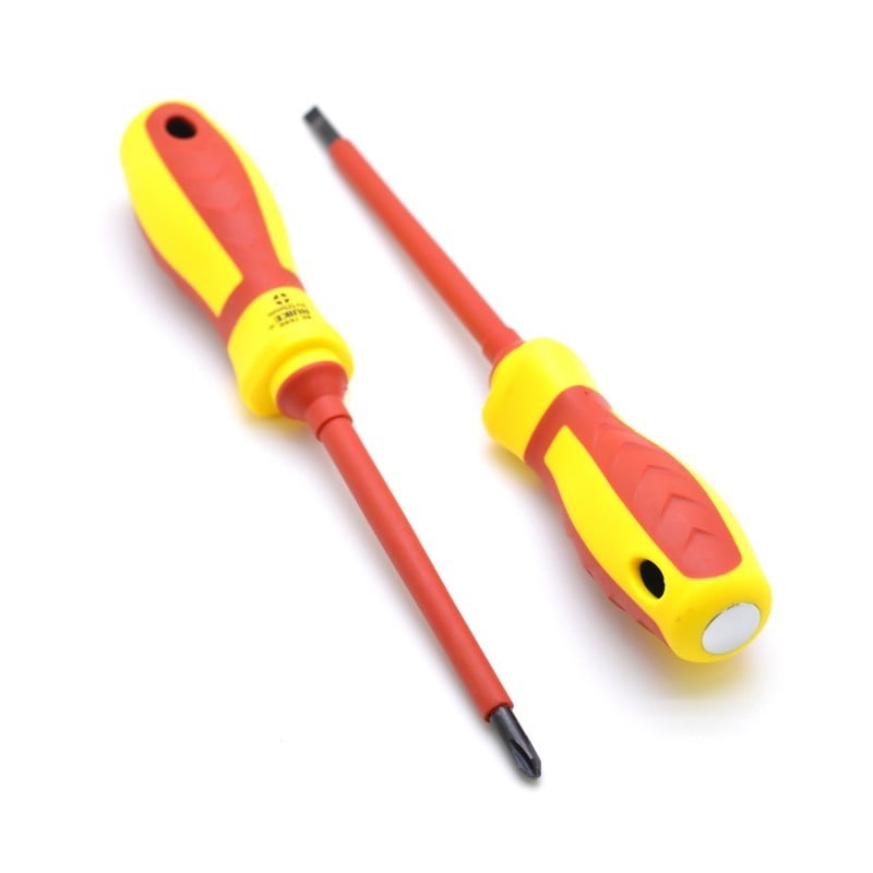 Yellow Insulated Screwdriver with LED, 6x125mm / Phillips