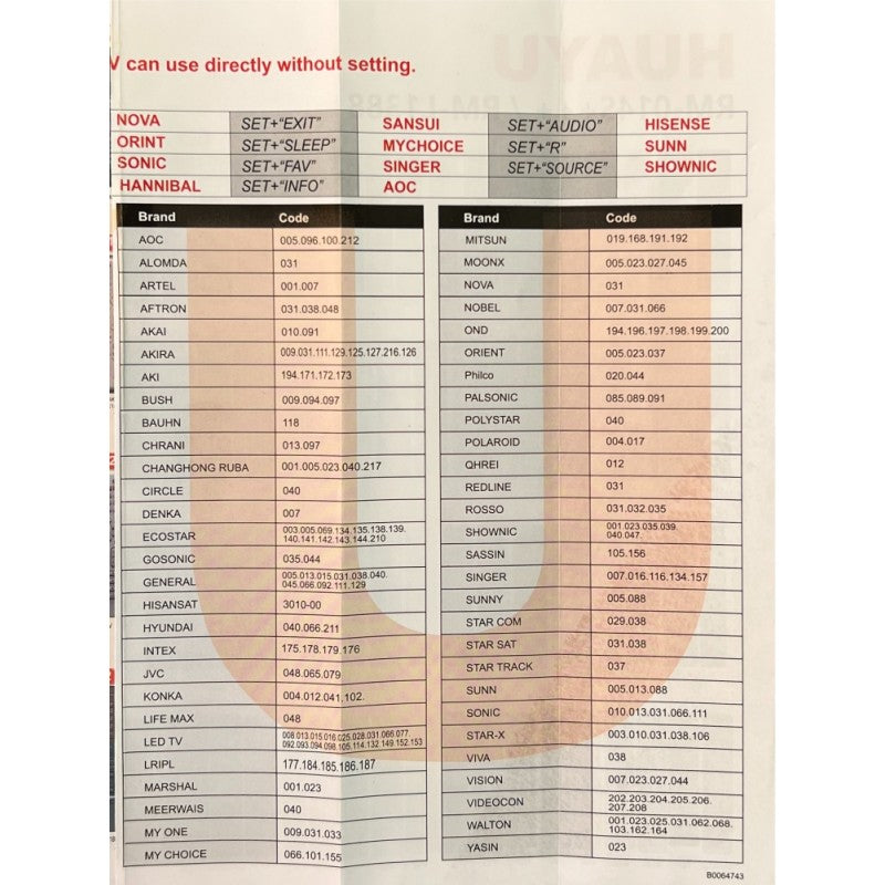 Universal Remote Control for LCD/LED TV, Joly Type, RM-L1388