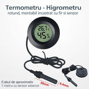 Digital Thermometer-Hygrometer HT-3 Built-in with Probe and LCD Display