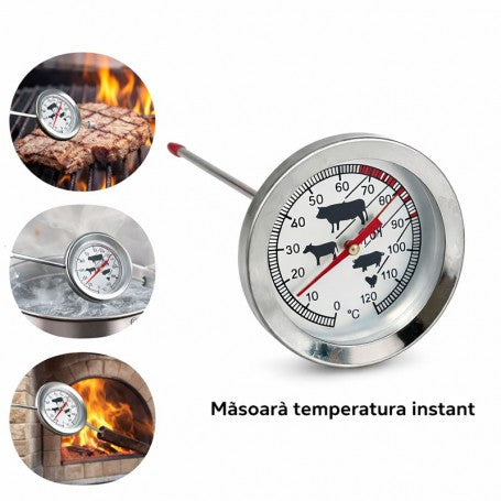 Analog Metal Stem Thermometer 0–120 degrees Celsius for Grill, Oven, and Smoker - HoReCa | DALBI