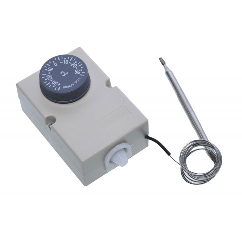 Adjustable Capillary Thermostat, Stainless Steel, -30 to +30°C