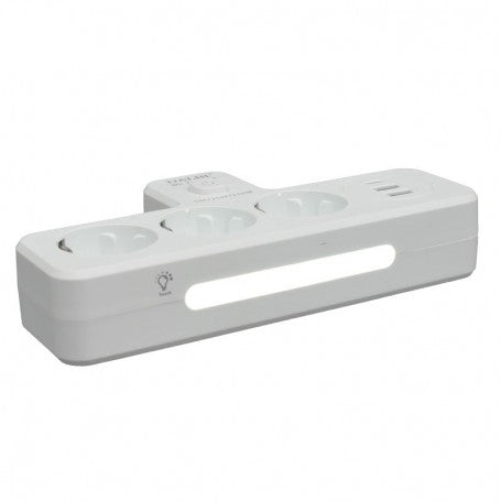 Triple Multifunctional Plug with 2 x USB QC3.0 - 1PD 20W and Night Light