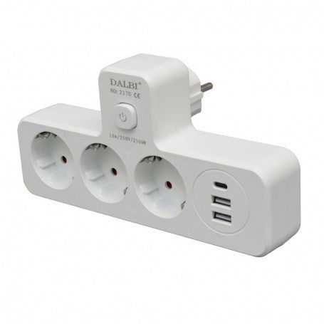 Triple Multifunctional Plug with 2 x USB QC3.0 - 1PD 20W and Night Light