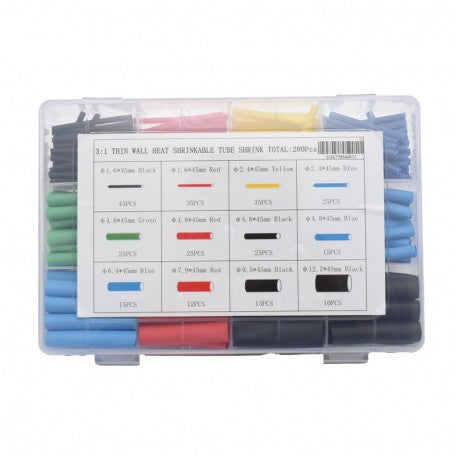 Heat Shrink Tubing 3:1 Waterproof with Silicone, 280pcs / Set