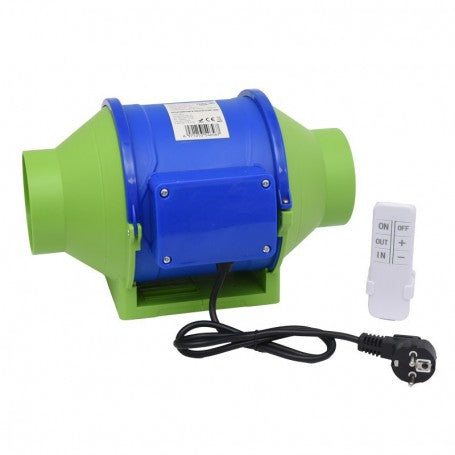 Bidirectional Booster Fan 4'' (100mm), 30W, 390m3/h, Remote Control - Duct Mounted HZ-100H