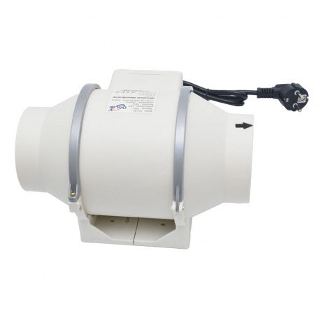Ventilator tubulatura in linie 40W cu cablu de alimentare si stecher, vedere laterala