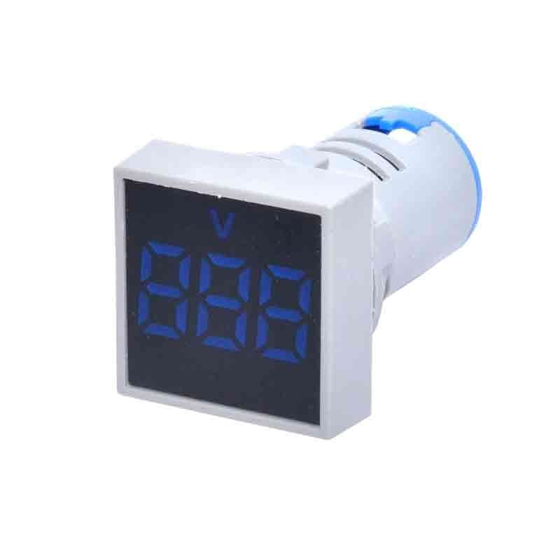 Digital Voltmeter, LED, Square Panel, 22mm, Screw Fixing, Blue
